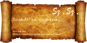 Szakáts Szabina névjegykártya
